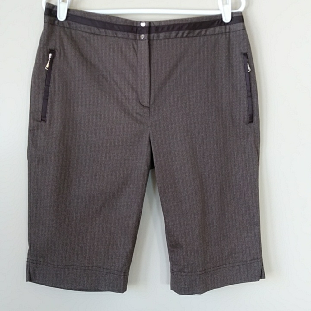 Astra Classic Houndstooth Capri Pants 10 Brown